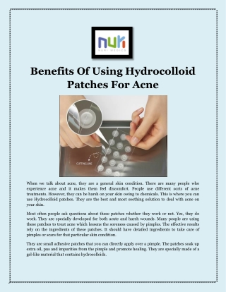 Benefits Of Using Hydrocolloid Patches For Acne