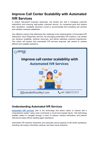 Improve Call Center Scalability with Automated IVR Services