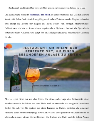 Restaurant am Rhein: Der perfekte Ort, um einen besonderen Anlass zu feiern