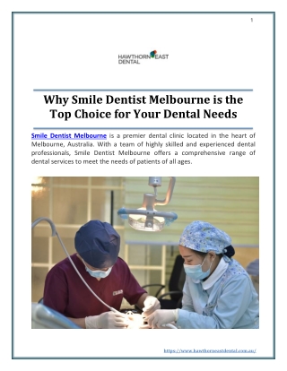 Why Smile Dentist Melbourne is the Top Choice for Your Dental Needs