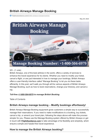 British Airways Manage Booking