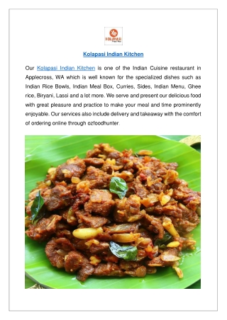 Up to 10% off Order Now - Kolapasi Indian Kitchen