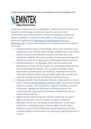 Unlocking Digital Success: Web Design and Development Services in Manhattan, NYC