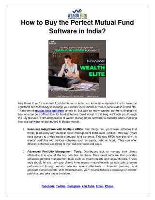How to Buy the Perfect Mutual Fund Software in India