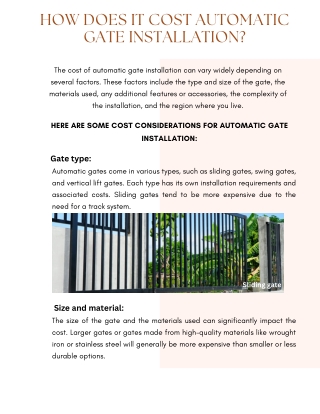 How does it cost Automatic Gate Installation