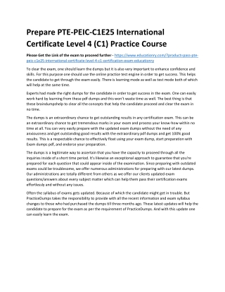 PTE-PEIC-C1E25 International Certificate Level 4 (C1)