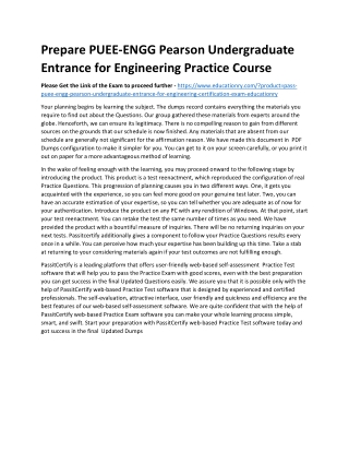 PUEE-ENGG Pearson Undergraduate Entrance for Engineering