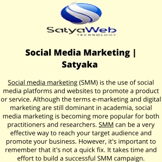 Social Media Marketing  Satyaka