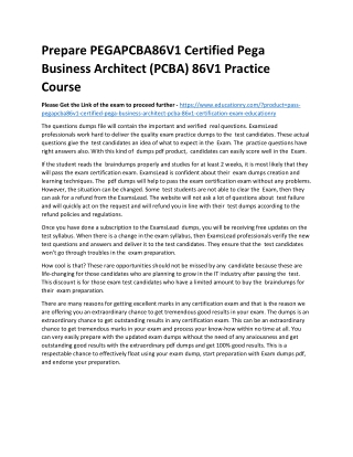 PEGAPCBA86V1 Certified Pega Business Architect (PCBA) 86V1