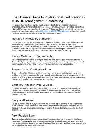 The Ultimate Guide to MBA HR Management & Marketing Certification