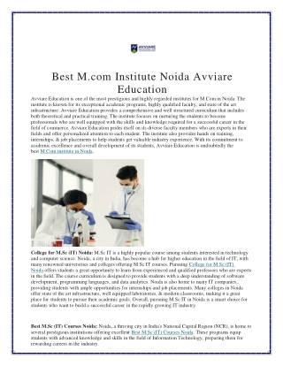 Best M.com Institute Noida Avviare Education