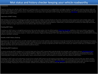 Mot status and history checker keeping your vehicle