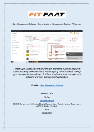 Gym Management Software | Sports Academy Management Solution | Fitfaat.com