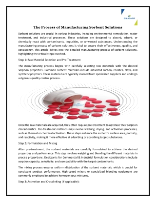 The Process of Manufacturing Sorbent Solutions