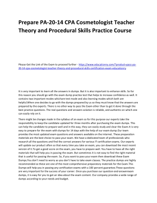 PA-20-14 CPA Cosmetologist Teacher Theory and Procedural Skills