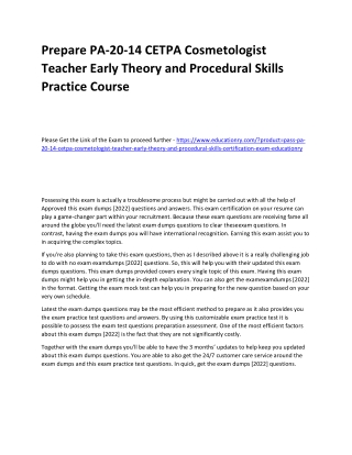 PA-20-14 CETPA Cosmetologist Teacher Early Theory and Procedural Skills