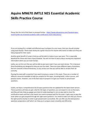 MN670 JMTLE NES Essential Academic Skills