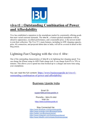 Vivo t1-Outstanding Combination of Power and Affordability