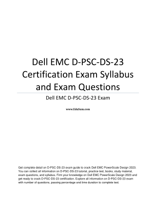 Dell EMC D-PSC-DS-23 Certification Exam Syllabus and Exam Questions