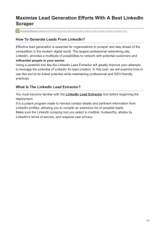 1Maximize Lead Generation Efforts With A Best LinkedIn Scraper