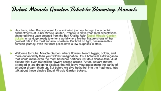 Dubai Miracle Garden Ticket to Blooming Marvels