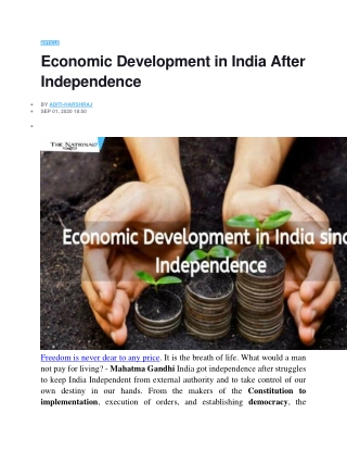 Economic Development in India After Independence