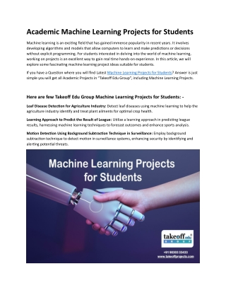 Machine Learning Projects for Students