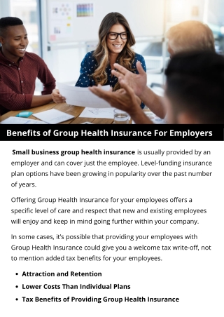 Benefits of Group Health Insurance For Employers