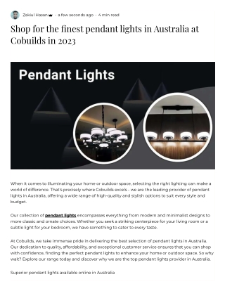 Shop for the finest pendant lights in Australia at Cobuilds in 2023