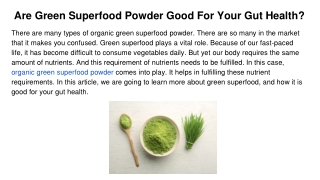 Are Green Superfood Powder Good For Your Gut Health_