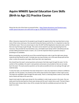 MN695 Special Education Core Skills (Birth to Age 21)