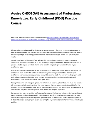 OH001OAE Assessment of Professional Knowledge: Early Childhood (PK-3)