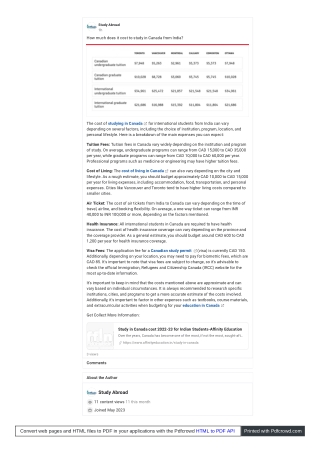 How much does it cost to study in Canada from India