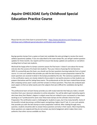 OH013OAE Early Childhood Special Education