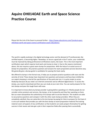 OH014OAE Earth and Space Science