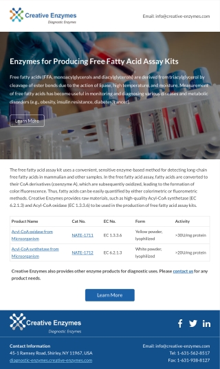 Enzymes for Producing Free Fatty Acid Assay Kits