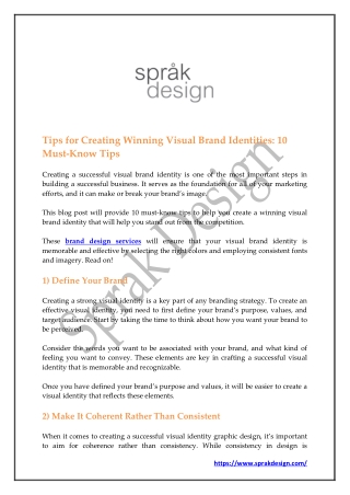 Tips for Creating Winning Visual Brand Identities 10 Must-Know Tips