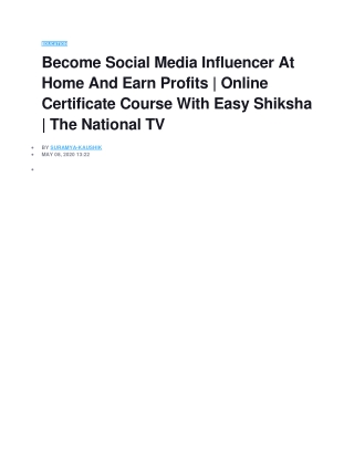 Become Social Media Influencer At Home And Earn Profits