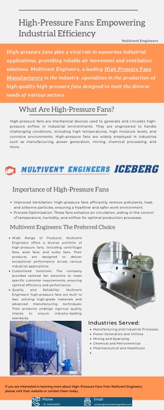 High-Pressure Fans Empowering Industrial Efficiency