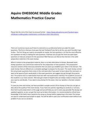 OH030OAE Middle Grades Mathematics