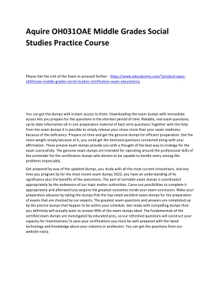 OH031OAE Middle Grades Social Studies