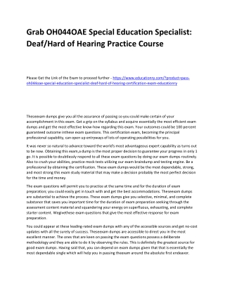 OH044OAE Special Education Specialist: Deaf/Hard of Hearing