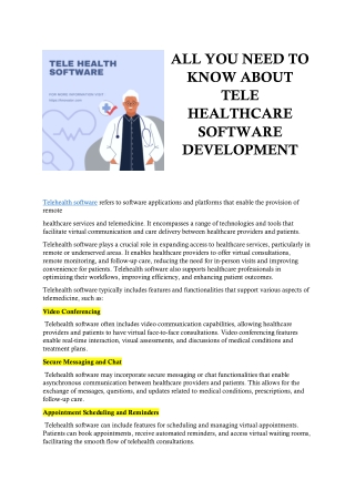 Tele Healthcare Software Development