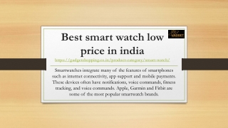 Best smart watch low price in india PPT