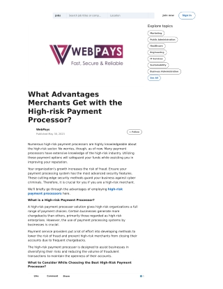 What Advantages Merchants Get with the High-risk Payment Processor?