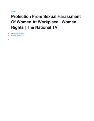 Protection From Sexual Harassment Of Women At Workplace