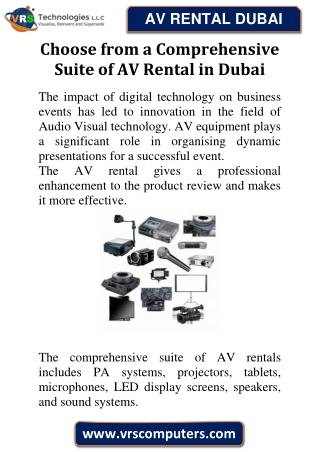 Choose from a Comprehensive Suite of AV Rental in Dubai