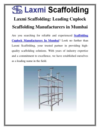 Scaffolding Cuplock Manufacturers In Mumbai Call-9870274204