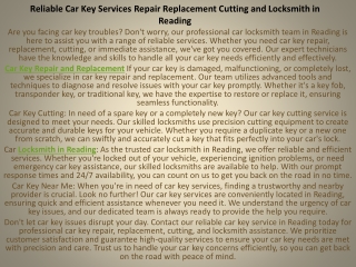 Car Key Repair and Replacement Ensuring Reliable Access to Your Vehicle