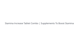 Stamina Increase Tablets